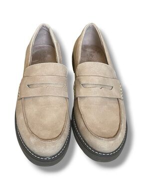 Rachel Zoe Penny Loafers Lug Sole Neutral Faux Suede Preppy Chic Shoes Women’s 9